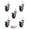 Service Caster 3 Inch Hooded Neoprene Rubber 10mm Threaded Stem Casters with Brakes SCC, 5PK SCC-TS03S310-NPRB-BC-B-M1015-5 - alternate 1